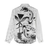 Japan And Hawaii Women Casual Shirt Sakura Koi Fish Hawaiian Lei Kanaka - Wonder Print Shop