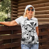 Japan And Hawaii Women Polo Shirt Sakura Koi Fish Hawaiian Lei Kanaka - Wonder Print Shop