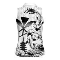 Japan And Hawaii Women Sleeveless Polo Shirt Sakura Koi Fish Hawaiian Lei Kanaka - Wonder Print Shop