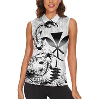 Japan And Hawaii Women Sleeveless Polo Shirt Sakura Koi Fish Hawaiian Lei Kanaka - Wonder Print Shop