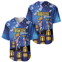 Japan Obon Festival Baseball Jersey Sakura Lanterns With Bon Dance - Wonder Print Shop
