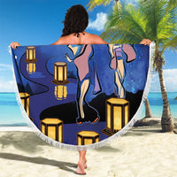 Japan Obon Festival Beach Blanket Sakura Lanterns With Bon Dance - Wonder Print Shop