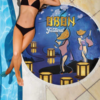 Japan Obon Festival Beach Blanket Sakura Lanterns With Bon Dance - Wonder Print Shop