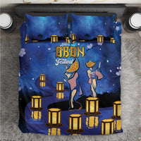 Japan Obon Festival Bedding Set Sakura Lanterns With Bon Dance - Wonder Print Shop