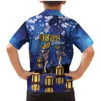 Japan Obon Festival Family Matching Mermaid Dress and Hawaiian Shirt Sakura Lanterns With Bon Dance - Wonder Print Shop