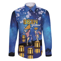 Japan Obon Festival Family Matching Off The Shoulder Long Sleeve Dress and Hawaiian Shirt Sakura Lanterns With Bon Dance - Wonder Print Shop
