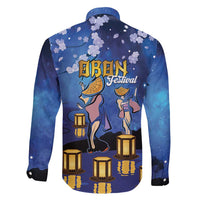 Japan Obon Festival Family Matching Off Shoulder Short Dress and Hawaiian Shirt Sakura Lanterns With Bon Dance - Wonder Print Shop