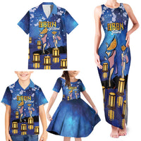 Japan Obon Festival Family Matching Tank Maxi Dress and Hawaiian Shirt Sakura Lanterns With Bon Dance - Wonder Print Shop