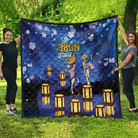 Japan Obon Festival Quilt Sakura Lanterns With Bon Dance - Wonder Print Shop