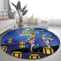 Japan Obon Festival Round Carpet Sakura Lanterns With Bon Dance - Wonder Print Shop