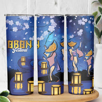 Japan Obon Festival Skinny Tumbler Sakura Lanterns With Bon Dance - Wonder Print Shop