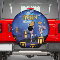 Japan Obon Festival Spare Tire Cover Sakura Lanterns With Bon Dance - Wonder Print Shop