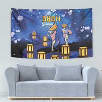 Japan Obon Festival Tapestry Sakura Lanterns With Bon Dance - Wonder Print Shop