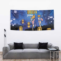 Japan Obon Festival Tapestry Sakura Lanterns With Bon Dance - Wonder Print Shop