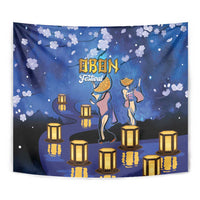 Japan Obon Festival Tapestry Sakura Lanterns With Bon Dance - Wonder Print Shop