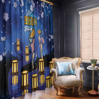 Japan Obon Festival Window Curtain Sakura Lanterns With Bon Dance - Wonder Print Shop