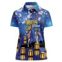 Japan Obon Festival Women Polo Shirt Sakura Lanterns With Bon Dance - Wonder Print Shop