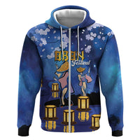 Japan Obon Festival Zip Hoodie Sakura Lanterns With Bon Dance - Wonder Print Shop