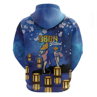Japan Obon Festival Zip Hoodie Sakura Lanterns With Bon Dance - Wonder Print Shop