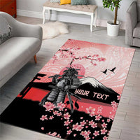 Personalised Japan Samurai Warrior Area Rug Japanese Cherry Blossom Polynesian Pattern - Wonder Print Shop