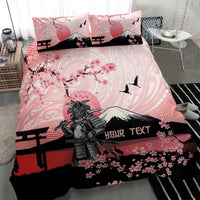 Personalised Japan Samurai Warrior Bedding Set Japanese Cherry Blossom Polynesian Pattern - Wonder Print Shop