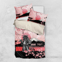 Personalised Japan Samurai Warrior Bedding Set Japanese Cherry Blossom Polynesian Pattern - Wonder Print Shop