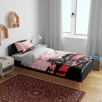 Personalised Japan Samurai Warrior Bedding Set Japanese Cherry Blossom Polynesian Pattern - Wonder Print Shop