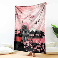 Personalised Japan Samurai Warrior Blanket Japanese Cherry Blossom Polynesian Pattern - Wonder Print Shop