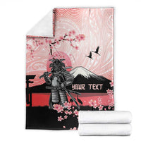 Personalised Japan Samurai Warrior Blanket Japanese Cherry Blossom Polynesian Pattern - Wonder Print Shop