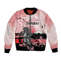 Personalised Japan Samurai Warrior Bomber Jacket Japanese Cherry Blossom Polynesian Pattern - Wonder Print Shop