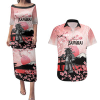Personalised Japan Samurai Warrior Couples Matching Puletasi and Hawaiian Shirt Japanese Cherry Blossom Polynesian Pattern - Wonder Print Shop