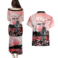 Personalised Japan Samurai Warrior Couples Matching Puletasi and Hawaiian Shirt Japanese Cherry Blossom Polynesian Pattern - Wonder Print Shop