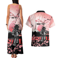 Personalised Japan Samurai Warrior Couples Matching Tank Maxi Dress and Hawaiian Shirt Japanese Cherry Blossom Polynesian Pattern - Wonder Print Shop