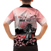 Personalised Japan Samurai Warrior Family Matching Off The Shoulder Long Sleeve Dress and Hawaiian Shirt Japanese Cherry Blossom Polynesian Pattern - Wonder Print Shop