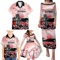 Personalised Japan Samurai Warrior Family Matching Puletasi and Hawaiian Shirt Japanese Cherry Blossom Polynesian Pattern - Wonder Print Shop