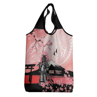 Personalised Japan Samurai Warrior Grocery Bag Japanese Cherry Blossom Polynesian Pattern - Wonder Print Shop
