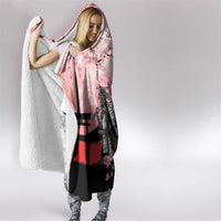 Personalised Japan Samurai Warrior Hooded Blanket Japanese Cherry Blossom Polynesian Pattern - Wonder Print Shop