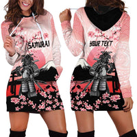 Personalised Japan Samurai Warrior Hoodie Dress Japanese Cherry Blossom Polynesian Pattern - Wonder Print Shop