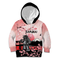 Personalised Japan Samurai Warrior Kid Hoodie Japanese Cherry Blossom Polynesian Pattern - Wonder Print Shop