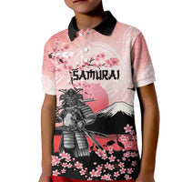 Personalised Japan Samurai Warrior Kid Polo Shirt Japanese Cherry Blossom Polynesian Pattern - Wonder Print Shop