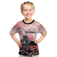 Personalised Japan Samurai Warrior Kid T Shirt Japanese Cherry Blossom Polynesian Pattern - Wonder Print Shop