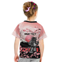 Personalised Japan Samurai Warrior Kid T Shirt Japanese Cherry Blossom Polynesian Pattern - Wonder Print Shop