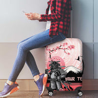 Personalised Japan Samurai Warrior Luggage Cover Japanese Cherry Blossom Polynesian Pattern - Wonder Print Shop