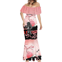 Personalised Japan Samurai Warrior Mermaid Dress Japanese Cherry Blossom Polynesian Pattern - Wonder Print Shop