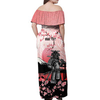 Personalised Japan Samurai Warrior Off Shoulder Maxi Dress Japanese Cherry Blossom Polynesian Pattern - Wonder Print Shop