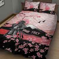 Personalised Japan Samurai Warrior Quilt Bed Set Japanese Cherry Blossom Polynesian Pattern - Wonder Print Shop