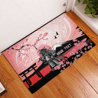 Personalised Japan Samurai Warrior Rubber Doormat Japanese Cherry Blossom Polynesian Pattern - Wonder Print Shop