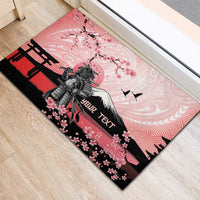Personalised Japan Samurai Warrior Rubber Doormat Japanese Cherry Blossom Polynesian Pattern - Wonder Print Shop