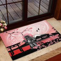 Personalised Japan Samurai Warrior Rubber Doormat Japanese Cherry Blossom Polynesian Pattern - Wonder Print Shop