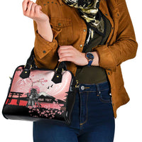 Personalised Japan Samurai Warrior Shoulder Handbag Japanese Cherry Blossom Polynesian Pattern - Wonder Print Shop